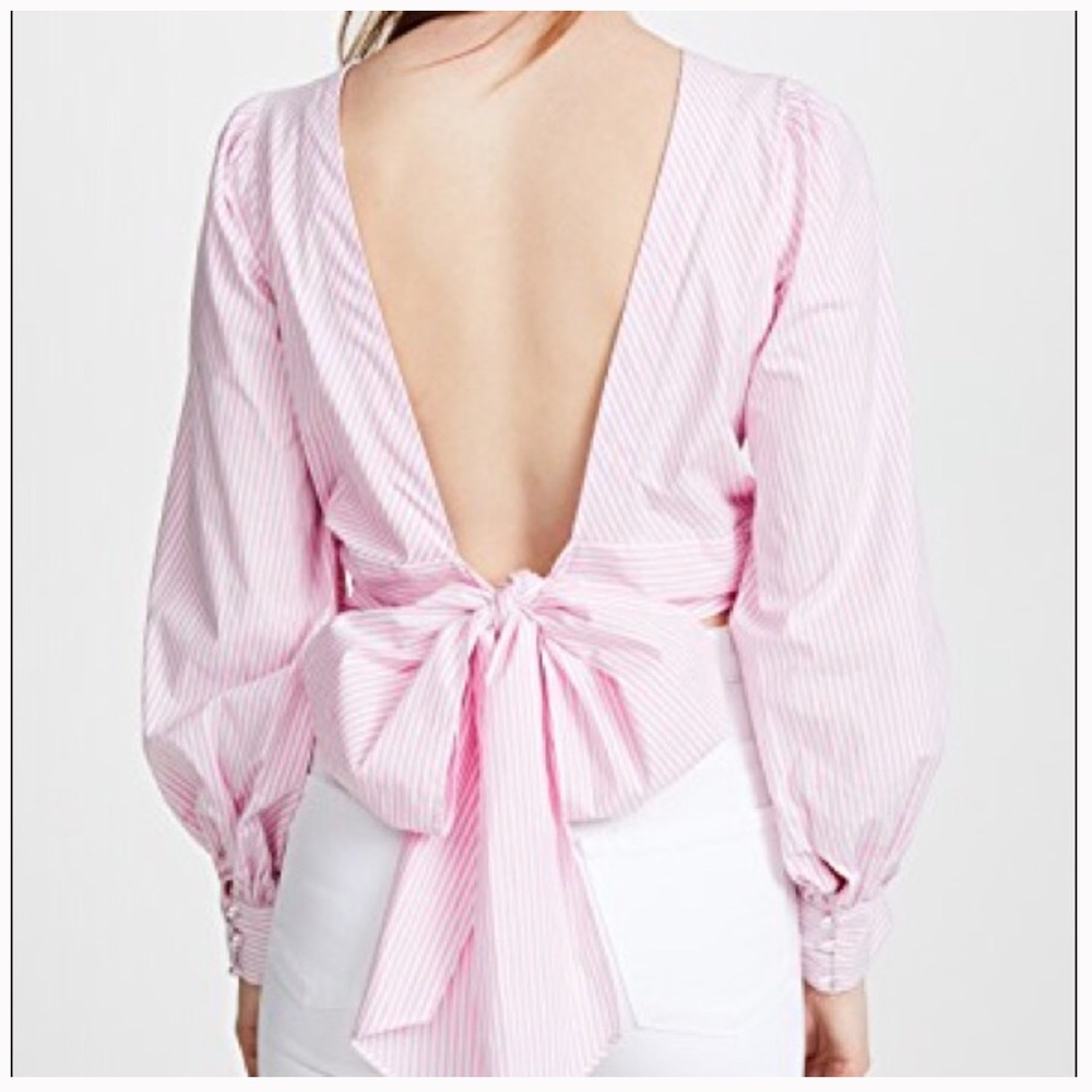 WAYF Pink Stripe Dayna Tie Back Top